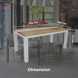 Orville Dining Table 200cm Solid Acacia Wood Home Dinner Furniture - Multi Color - Top-Down View