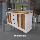 Orville Buffet Table 166cm 2 Door 3 Drawer Solid Acacia Timber Wood -Multi Color - Side View