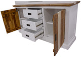 Orville Buffet Table 166cm 2 Door 3 Drawer Solid Acacia Timber Wood -Multi Color - Close-Up Angle