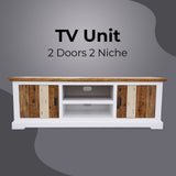 Orville ETU Entertainment TV Unit 180cm 2 Door Solid Acacia Timber - Multi Color - Front View