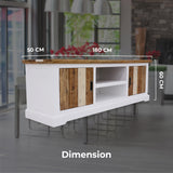 Orville ETU Entertainment TV Unit 180cm 2 Door Solid Acacia Timber - Multi Color - Side View