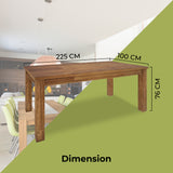 Birdsville Dining Table 225cm Solid Mt Ash Wood Home Dinner Furniture - Brown - Side View