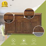 Birdsville Buffet Table 161cm 4 Door 3 Drawer Solid Mt Ash Timber Wood - Brown - Top-Down View