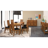 Birdsville Buffet Table 161cm 4 Door 3 Drawer Solid Mt Ash Timber Wood - Brown - 45-Degree Angle