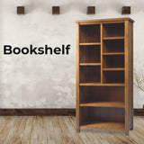 Birdsville Bookshelf Bookcase Display Unit Solid Mt Ash Timber Wood - Brown - Front View