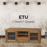 Birdsville ETU Entertainment TV Unit 172cm 2 Door 1 Drawer Mt Ash Wood - Brown - Front View