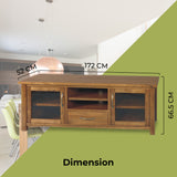 Birdsville ETU Entertainment TV Unit 172cm 2 Door 1 Drawer Mt Ash Wood - Brown - Side View