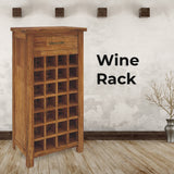 Birdsville Wine Rack 28 Bottle Sideboard Buffet Cabinet Wooden Storage - Brown - Front View