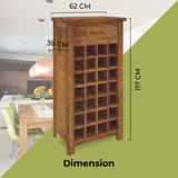 Birdsville Wine Rack 28 Bottle Sideboard Buffet Cabinet Wooden Storage - Brown - Side View