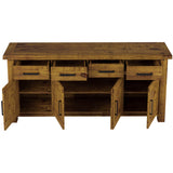 Teasel Buffet Table 191cm 4 Door 4 Drawer Solid Pine Timber Wood - Rustic Oak - Top-Down View