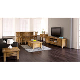 Teasel Coffee Table 140cm Solid Pine Timber Wood - Rustic Oak - Front View