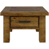 Teasel Lamp Table 70cm Side End Sofa Tables Solid Pine Timber Wood - Rustic Oak - Side View