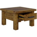 Teasel Lamp Table 70cm Side End Sofa Tables Solid Pine Timber Wood - Rustic Oak - 45-Degree Angle