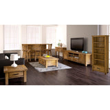 Teasel Bookshelf 190cm Bookcase Display Unit Solid Pine Timber Wood - Rustic Oak - Front View