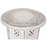 Scilla Rubber Wood Timber Round 45cm Side Table - White - Side View