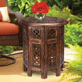 Scilla Rubber Wood Timber Round 45cm Side Table - Burnt Natural - Front View