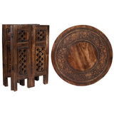 Scilla Rubber Wood Timber Round 45cm Side Table - Burnt Natural - 45-Degree Angle