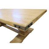 Gloriosa Coffee Table 140cm Pedestal Solid Mango Timber Wood - Honey Wash - Side View