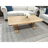 Gloriosa Coffee Table 140cm Pedestal Solid Mango Timber Wood - Honey Wash - Rear View