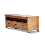 Gloriosa ETU Entertainment TV Unit 170cm 3 Drawer Solid Mango Wood - Honey Wash - Front View