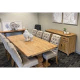 Gloriosa Buffet Table 180cm 4 Door 5 Drawer Solid Mango Timber Wood - Honey Wash - Low Angle