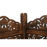 Elephant 4 Panel Room Divider Screen Privacy Shoji Timber Wood Stand - Burnt - Top-Down View