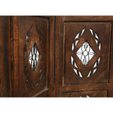 Iron Jali 4 Panel Room Divider Screen Privacy Shoji Timber Wood Stand - Burnt - 45-Degree Angle