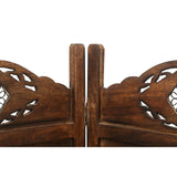 Iron Jali 4 Panel Room Divider Screen Privacy Shoji Timber Wood Stand - Burnt - Rear View