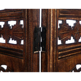 Circle Jali 4 Panel Room Divider Screen Privacy Shoji Timber Wood Stand - Burnt - Top-Down View