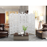 Circle Jali 4 Panel Room Divider Screen Privacy Shoji Timber Wood Stand - White - Side View