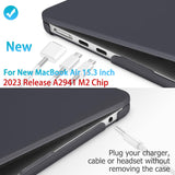 15 inch Air 2023 MacBook Air Matte Case  A2941 M2 Chip Hard Shell Case Keyboard Cover Black - Front View