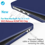 15 inch Air 2023 MacBook Air Matte Case  A2941 M2 Chip Hard Shell Case Keyboard Cover Blue - Front View