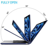 15 inch Air 2023 MacBook Air Matte Case  A2941 M2 Chip Hard Shell Case Keyboard Cover Blue - 45-Degree Angle