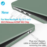 Midnight Green Hard Shell Case for 2023 15 MacBook Air A2941 with M2 Chip & Keyboard Cover - Front View