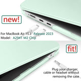 15 inch Air 2023 MacBook Air Matte Case  A2941 M2 Chip Hard Shell Case Keyboard Cover Green - Side View