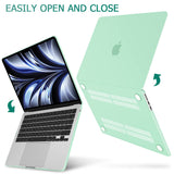 15 inch Air 2023 MacBook Air Matte Case  A2941 M2 Chip Hard Shell Case Keyboard Cover Green - 45-Degree Angle
