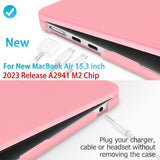 15 inch Air 2023 MacBook Air Matte Case  A2941 M2 Chip Hard Shell Case Keyboard Cover Pink - Front View