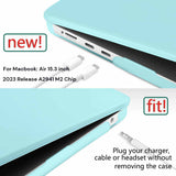 15 inch Air 2023 MacBook Air Matte Case  A2941 M2 Chip Hard Shell Case Keyboard Cover Sky Blue - Side View