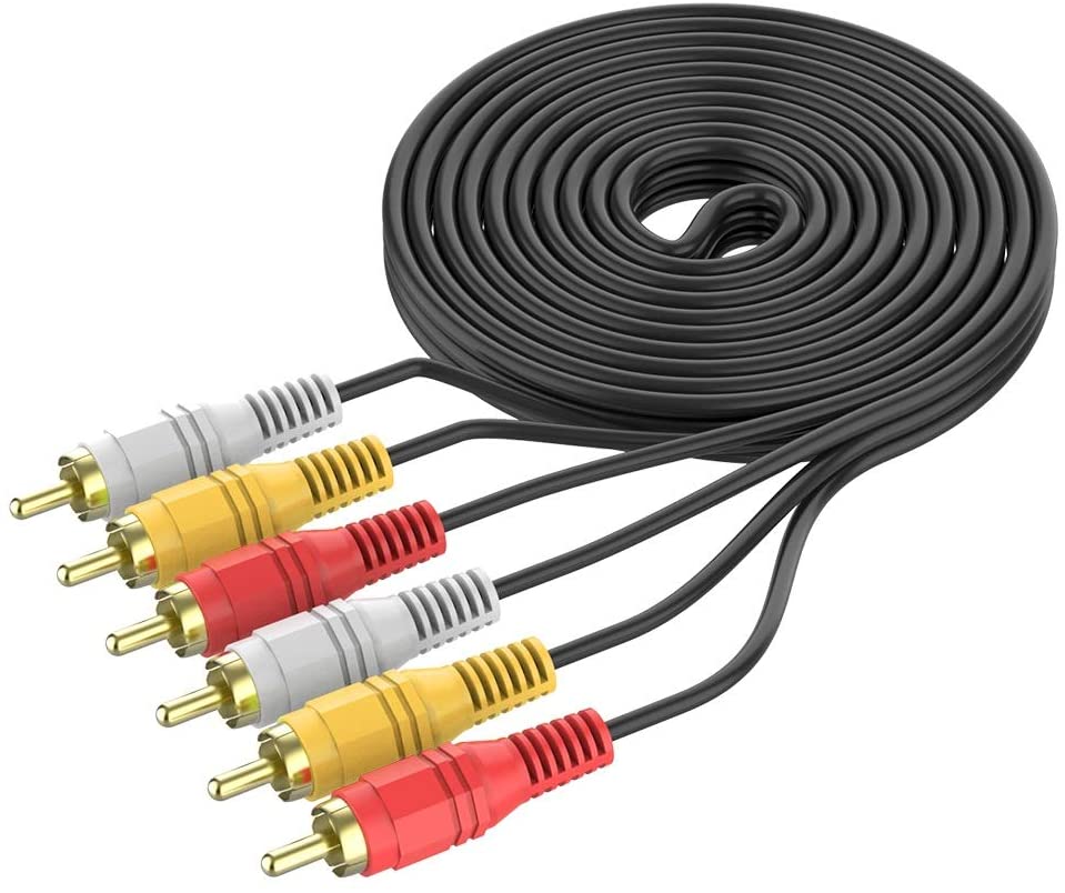 1.5M Shielded Gold Plated 3 RCA Male to Male Composite AV Audio Video Cable