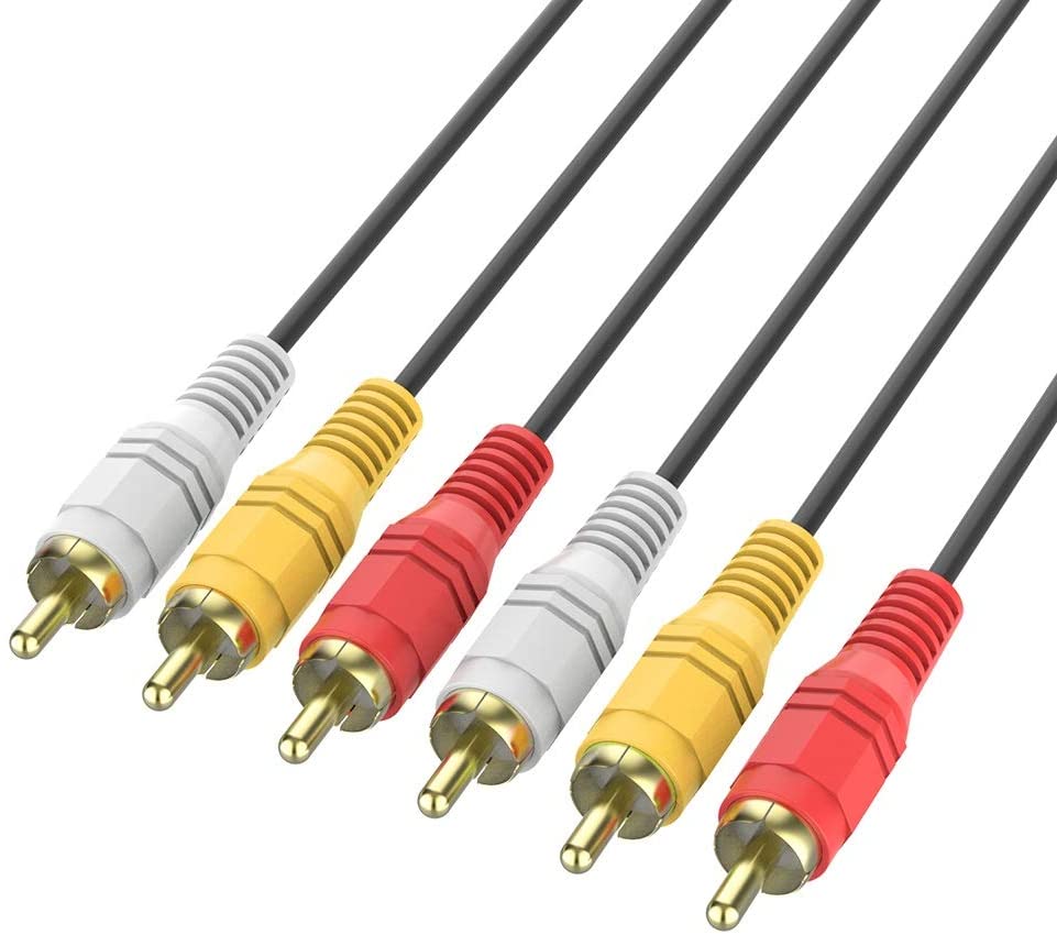 1.5M Shielded Gold Plated 3 RCA Male to Male Composite AV Audio Video Cable