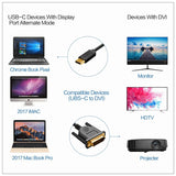 1.8M USB Type C USB-C Thunderbolt 3 to DVI Cable Male to Male Converter - Front View