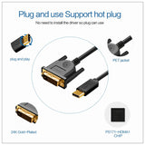 1.8M USB Type C USB-C Thunderbolt 3 to DVI Cable Male to Male Converter - Top-Down View