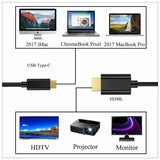 1.8M USB Type C USB-C Thunderbolt 3 to HDMI Cable Male to Male Converter - Top-Down View