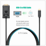 1.8M Type C USB-C Thunderbolt 3 to VGA Cable Male to Male Converter for MacBook - Front View