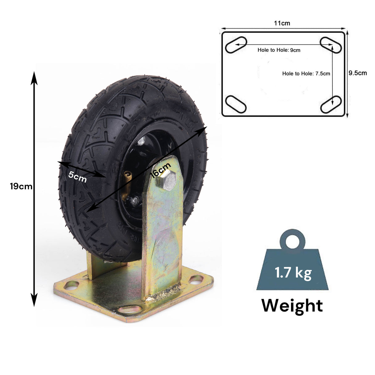6 Inch Fixed Castor Caster Pneumatic Tyres Tyre Wheel Trolley Cart Wheelbarrow