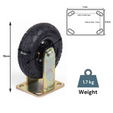 6 Inch Fixed Castor Caster Pneumatic Tyres Tyre  Wheel Trolley Cart Wheelbarrow - Front View