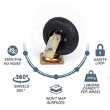 6 Inch Swivel Castor Caster Pneumatic Tyres Tyre Wheels Trolley Cart Wheelbarrow - Rear View