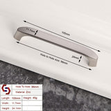 Brushed ZINC Kitchen Door Cabinet Drawer Handle Pulls 96MM - Front View
