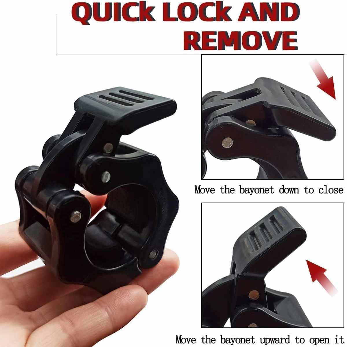 2-Pack Quick Release Barbell Collars for 1 Dumbbells and Weight Plates – Durable Clamps for Enhanced Fitness Training