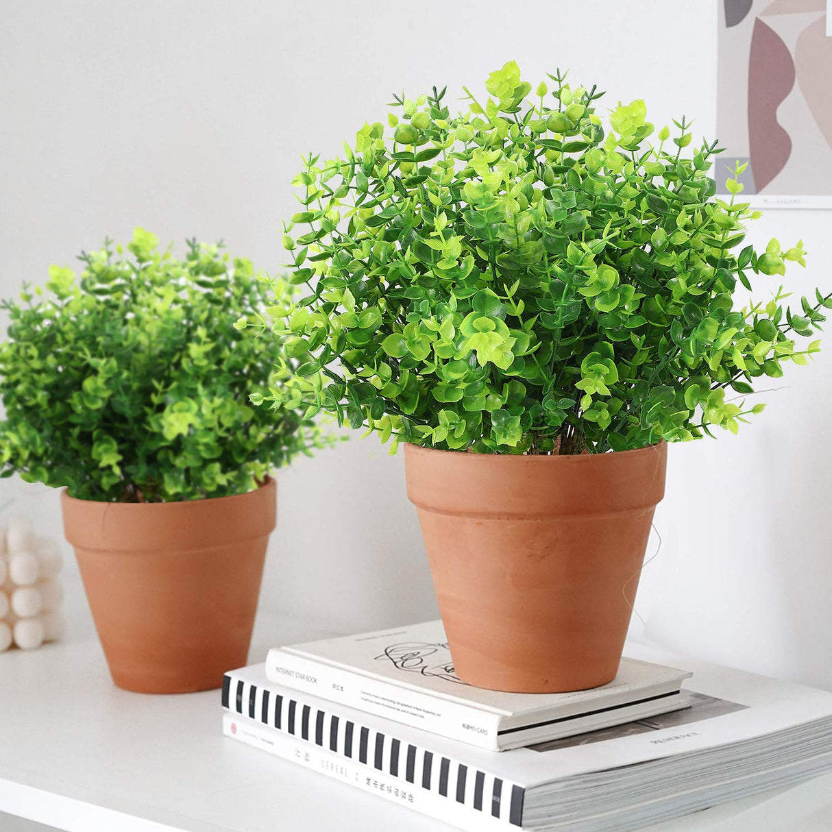 Set of 2 Lifelike Eucalyptus Faux Plants for Stylish Home and Office Decor - Perfect for Weddings, Events, and Gardens